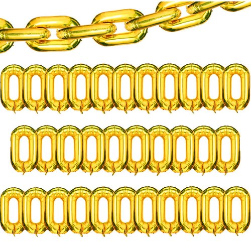 Virtue morals 32 Pcs 32 inch Foil Chain Balloons Jumbo Chain Balloons for 80s 90s Party Decorations Giant Balloon Chain Balloons Gold