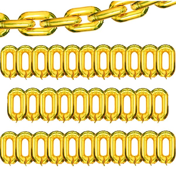Virtue morals 32 Pcs 32 inch Foil Chain Balloons Jumbo Chain Balloons for 80s 90s Party Decorations Giant Balloon Chain Balloons Gold