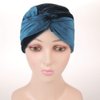 Fxhixiy Women's Stretch Velvet Twist Pleasted Hair Wrap Turban Hat Cancer Chemo Beanie Cap Headwear (Teal)