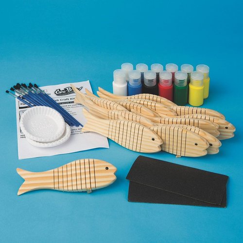 S&S Worldwide Flexible Wooden Fish Craft Kit (Pack of 12)