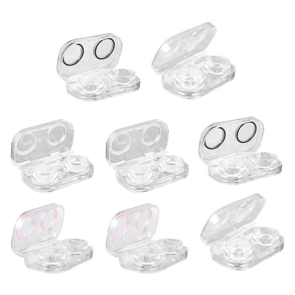 EXCEART 8Pcs Clear Contact Lens Case Mini Clear Flip Top Contact Lens Case Cute Portable Clear Contact Lens Case Contact Lens Holder Container Soak Storage Kit