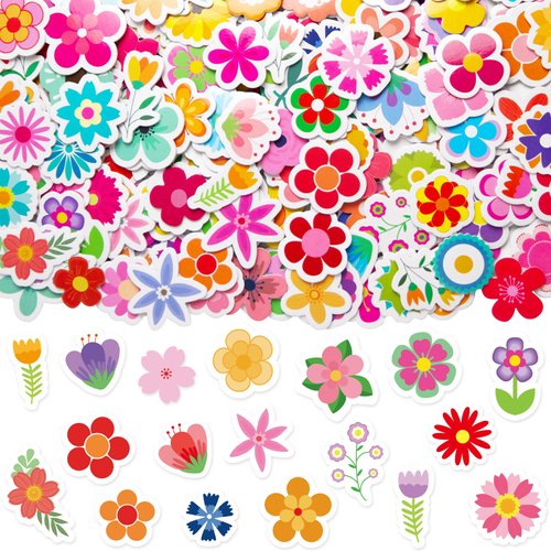 400 Pcs Flowers Foam Stickers Assorted Flower Shaped Self-Adhesive Sticker for Art Greeting Cards Craft
