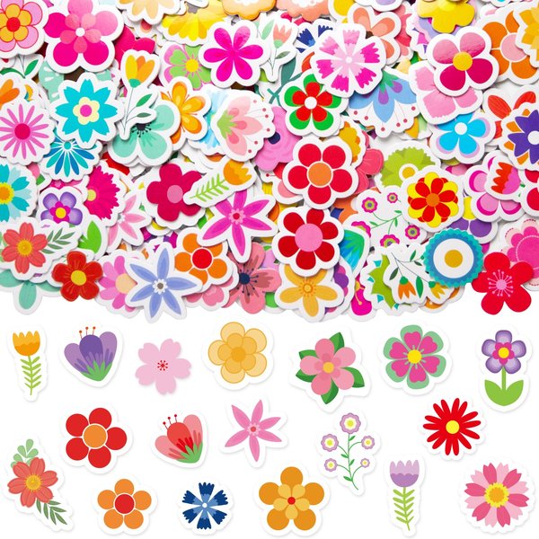 400 Pcs Flowers Foam Stickers Assorted Flower Shaped Self-Adhesive Sticker for Art Greeting Cards Craft