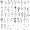 Waterproof Temporary Tattoo - 90 Sheets Realistic Fake Tattoos, 52 sheets Inspirational Words Tattoo stickers, 38sheets Wild Flower Floral Rose Sunflower Bouquet Body Stickers for Adult Women Men Kids
