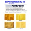 Brad Point Drill Bit Set 3/16 Inch 10Pcs Spur Point Stubby Woodworking Drill Bits