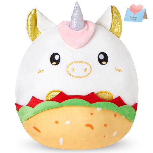 Houwsbaby 12'' Unicorn Taco Plush Pillow Unicorn Stuffed Animal Unicorn PlushToy,Taco Stuffed Animal,Taco Plush Toy,Food Stuffed Animal,Present for Kids Boys Girls Birthday Christmas