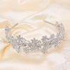 Ammei Headpiece Wedding Headband Crystal Bridal Headdress Flower Design Headpiece For Women (Silver)
