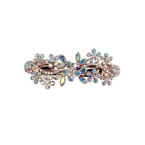 Faship Multicolors AB Floral Crystal Hair Barrette Clip