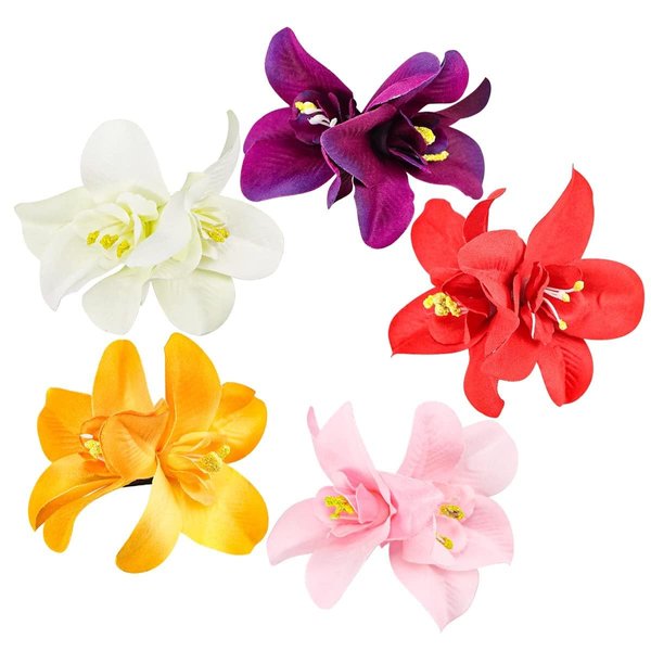 Colorful Artificial Bohemian Hawaiian Hibiscus Plumeria Flower Hair Clips and Barrettes - Seaside Holiday Bridal Hair Accessories