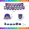 LXlucktim Video Game Party Supplies - 262Pcs Gamer Gaming Birthday Party Decoration For Boys Birthday Party - Table Cover, Utensils, Hanging Swirls, Cupcake, Cake Topper, Balloons Serves 16 Guests
