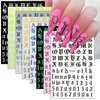 8 Sheets Old English Nail Sticker 3D Self-Adhesive Pegatinas Uñas Old Alphabet Nail Decals Holographic English Font Letters Metallic Gold Silver Black White Alphabet Design Nail Art Supplies for Women