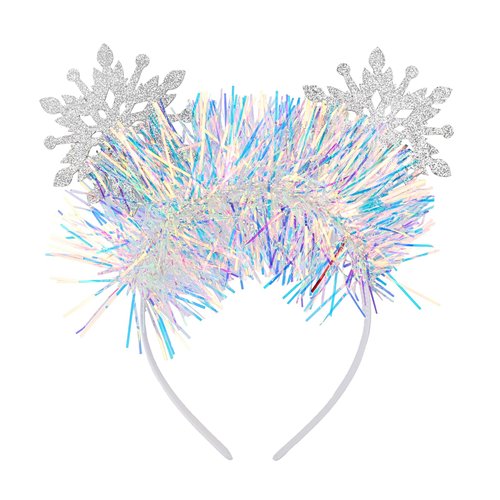 Doneace Christmas Headband White Snowflake Hair Bands Glitter Snowflake Head Bopper Headpiece Cut...