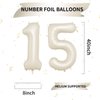 Biapian 40 Inch Cream Number 15 Balloon, 15th Birthday Balloons, Big Digital 15 or 51 Beige White Giant 15 Foil Balloon Helium for 51st 15th Birthday Decorations Anniversary Baby Shower Party Supplies