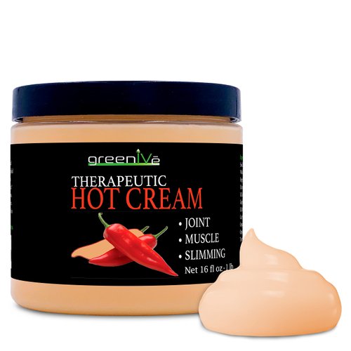 GreenIVe Hot Cream Massage Lotion for Joints Muscles and Skin Tighting Wraps Hot & Cold Sensation Bulk Jar (16oz Jar)