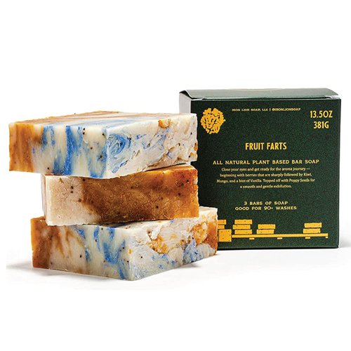 ILS Fruit Farts Organic Soap Bar (banana, grapefruit, kiwi, bubblegum, berries and vanilla) - All Natural Bath Soaps for All Skin Types - All Natural Cold Process and Handmade