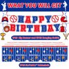 Baseball Birthday Party Decorations, Baseball Birthday Party Supplies Including Banner, Hanging Swirls, Foil Balloons, Latex Balloons, Cake Toppers, Backdrop and Tablecloth