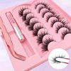 Lashes Kit with Glue and Tweezer Cat-Eye Lashes Flu-ffy 18mm Natural Look Fox Eye Lashes, that Look Like Extensions Faux Mink False Eyelashes(Kits-1-5)