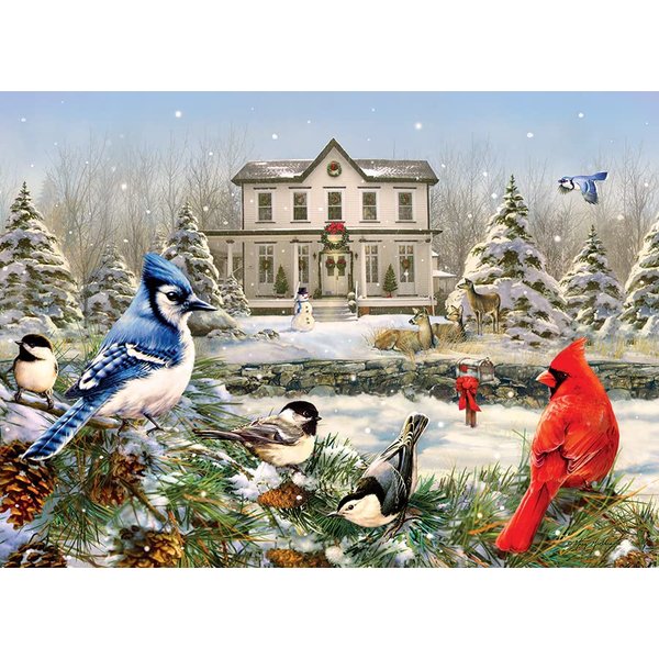 Cobble Hill 1000 Piece Puzzle - Country House Birds - Sample Poster Included