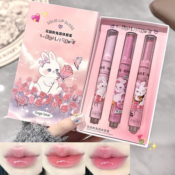 Mrettick 3 Colors Jelly Lipstick, Tinted Lip Gloss Heart Shape Lip Stain, Mirror Hydrating Jelly Love Lipstick, Long Lasting Moisturizing Tinted Lip Balm, Non-sticky (A)