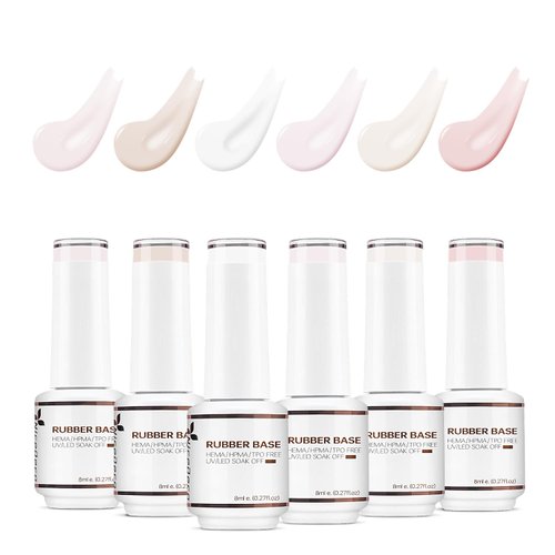 Nicedeco Rubber Base Gel Polish for Nails 6 Pcs Rubber Gel Nail Strengthener Nude Pink Nail Gel Polish Set 33