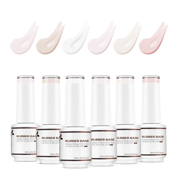 Nicedeco Rubber Base Gel Polish for Nails 6 Pcs Rubber Gel Nail Strengthener Nude Pink Nail Gel Polish Set 33