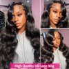Wingirl 13×5 Lace Front Human Hair Wigs for Women 12A HD Transparent Body Wave Lace Front Wigs Human Hair Pre Plucked Bleached Knots (22 Inch (Pack of 1), black)