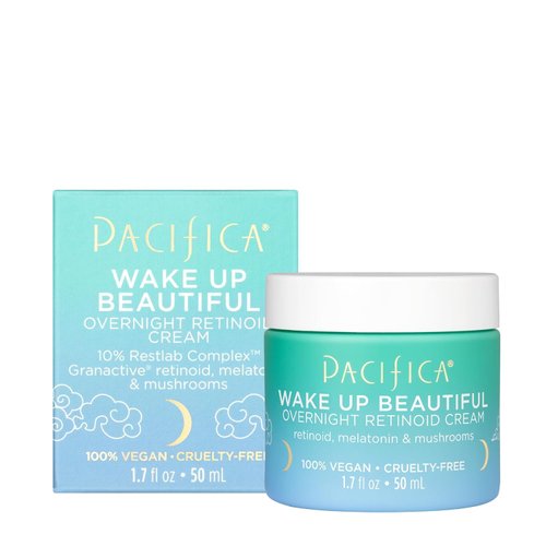 Pacifica Wake Up Beautiful Overnight Retinoid Night Face Cream, Moisturizer for Dry & Aging Skin, Gentle for Sensitive Skin, with Hyaluronic Acid + Melatonin, for Face & Neck Firming Skin