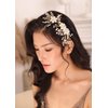Kercisbeauty Gold Hair Comb with Pearl and Crystal Wedding Bridal Headpiece for Her Branch Hair Piece Garden Wedding White Flower Headpiece for Women