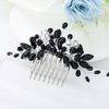 Foyte Crystal Wedding Hair Comb Leaf Rhinestone Headpiece Black Bride Hair Pieces Bridesmaid Side Hair Combs for Women and Brides (big)