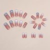 24 Pcs Spring French Tip Press on Nails Square Medium Fake Nails with Glue Glitter Love Heart False Nails Kit Full Nail Tips Reusable Stick on Nails Artificial Nails for Women Girls