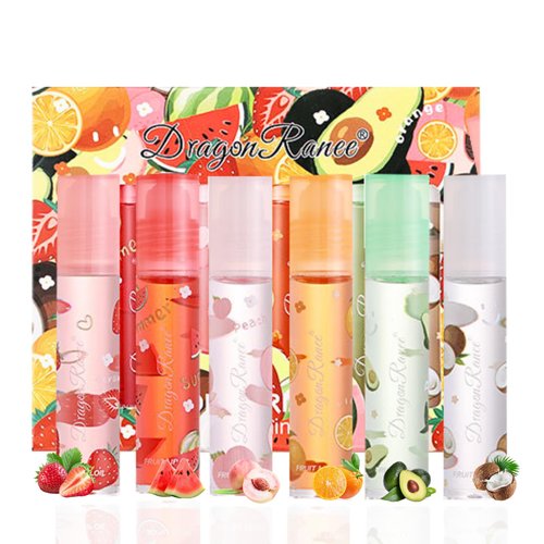 6pcs Tinted Lip Balm Hydrating - Fruit Lip Gloss Set - Roll On Lip Gloss for Women - Travel Size Girls Lip Oil Set - Lip Balm Bulk for Flaky, Dry Lips - Christmas Gifts for Women,Teen Girls Gifts Set