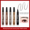 CUBLIVE 2024 New Magic Eyebrow Pencil, 3D Waterproof Microblading Eyebrow Pencil Contouring Pen, 4-point Brow Lifter, Natural Fine Stroke Microblading Eyebrow Pencil(Black&Light Brown)