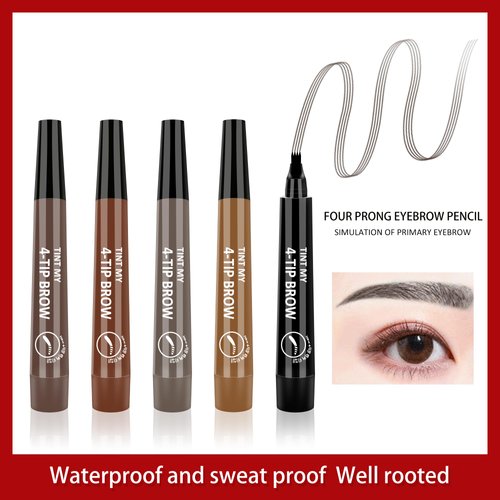 CUBLIVE 2024 New Magic Eyebrow Pencil, 3D Waterproof Microblading Eyebrow Pencil Contouring Pen, 4-point Brow Lifter, Natural Fine Stroke Microblading Eyebrow Pencil(Black&Light Brown)