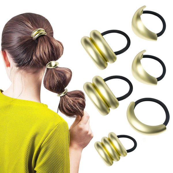 6 Pack Metal Hair Tie, gold hair tie, Suitable for Women Hair Accessories Elastic Headband 4 Specifications (Gold Hair Cuffs Suit)