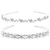Pangda 2 Pieces Rhinestone Bridal Crystal Women's Headband Wedding Flower Girl Pearl Diamond Slim Thin Silver Flower Leaves Crown Hair Band Accessories Headpiece Tiara for Bride Bridesmaids
