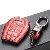 Vitodeco Genuine Leather Smart Key Fob Case Cover Protector with Leather Key Chain Compatible for 2013 - 2020 Dodge Grand Caravan (7-Button, Red)