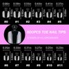 AddFavor 600pcs Toe Nail Tips Soft Gel x Nail Tips Toenails Clear Fake Nails Square Acrylic False Toes Nails for Toe Nails Extension, Press on Toenails Making