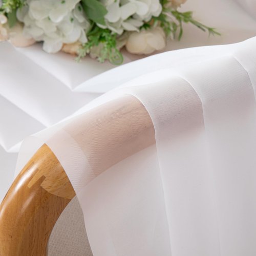Chyhomenyc White Sheer Curtains 54 Inch Long 2 Panels, Short Voile Drapes for Kitchen Dinning Small Windows Bathroom Living Room Bedroom, Rod Pocket, 42Wx54L Inches, Total 84 Inches Width