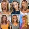 mogge 12 Inch Highlight Honey Blonde Lace Front Wig Human Hair Ombre 4/27 HD Lace Frontal Bob Wigs Human Hair Glueless Pre Plucked Ombre Brown Wig 180% Density Highlight Bob Wig