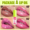 4 Colors Fat Lip Oil Set, Big Brush Head Hydrating Lip Glow Oil Lip Plumper Gloss, Shiny Transparent Lip Gloss Tinted Plumping Lip Oils, Non-sticky Long Lasting Fresh Clear Smooth Lip Care - A