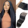 5x5 HD Lace Closure, Ultra-thin Invisible HD Lace Closure Tiny Single Knot Pre-Plucked with Baby Hair 12A Grade Brazilian Virgin Straight Hair Undetectable Melted Lace Closure Human Hair 16 Inch