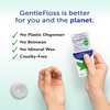 Eco-Dent GentleFloss Dental Floss, Waxed, Mint - Floss with Vegan Plant-Based Wax, Recyclable Cardboard Packaging, 100 Yds