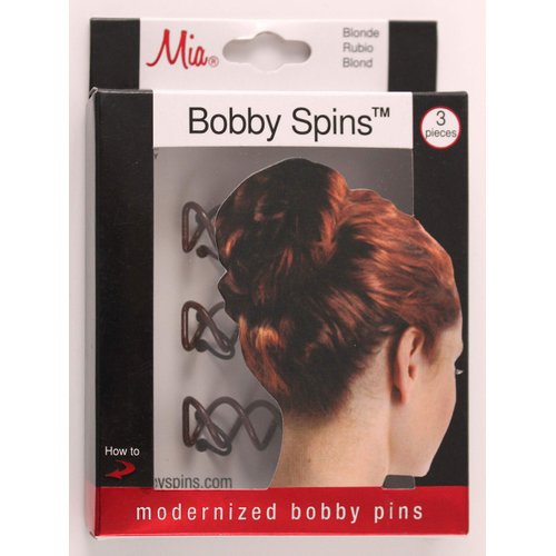 Mia Bobby Spins, Modern Bobby Pins Hair Pins, Twist + Spin Into Hair, Brown, for Thick Hair, Long Hair, Women, Girls, 3 pcs