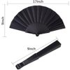 HUNANBANG 1 Dozen 12 Pieces Folding Hand Fans Church Wedding Gift, Party Favors, DIY Decoration Gift Size9 Wholesale 12pack (Black)