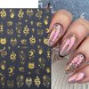 8Sheets Gold Nail Art Stickers Decals Star Moon Sun Nail Sticker 3D Self-Adhesive Outer Space Designs Nails Decals Eyes Snake Nails Art Supplies for Women DIY Manicure Decorations Set