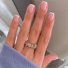 24Pcs Short Square French Tip Press on Fake Nails in White Pink Nude - Full Cover Acrylic Nail Tips for Women and Girls