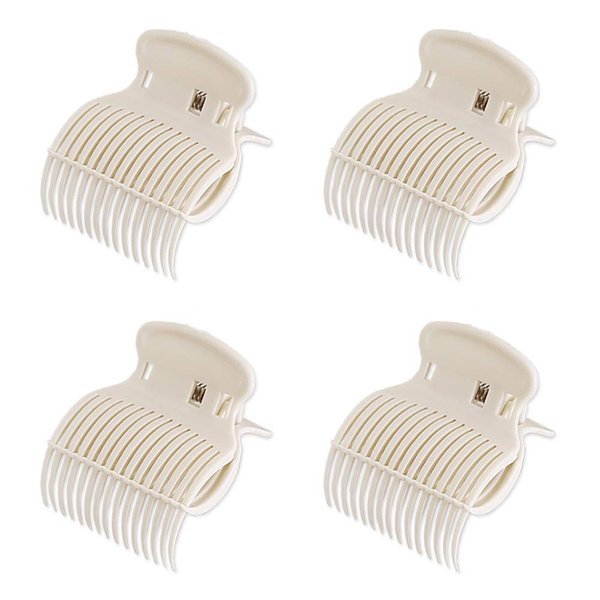 4 Pieces Hot Roller Clips Plastic Hair Curler Claw Clips Plastic Hair Rollers Replacement Roller Clips for Women Girls Hair Section Styling(White)