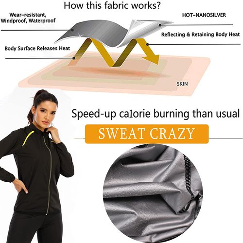 SEXYWG Women Sauna Jacket Slimming Sweat Sauna Suit Sauna Shirt Long Sleeve Workout Tops Body Shaper