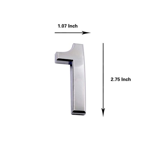 2.75 Inch Adhesive House Numbers, Mailbox numbers, Street Door Numbers, Self-stick Address Signs for Apartments, Double Silver Number 1