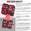 HANTEKAS Manicure Set 9 in 1 Stainless Steel, Nail Clippers Scissors Pedicure Tools Kit - Portable Travel Grooming Kit for Men and Women with Black/Red Leather Case (Red)